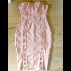 Light Mauve/Pink Strapless Bodycon Bodice Dress